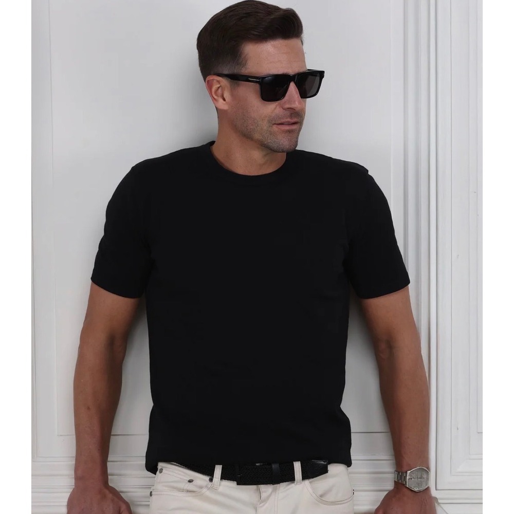 Collars & Co Mens Size Medium Lucca Luxury Touch Cotton Silk Knit T-Shirt NEW